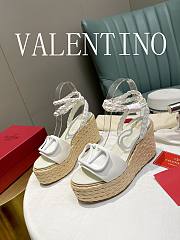 Valentino Garavani White Vlogo Wedge Sandal 9cm - 4