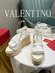 Valentino Garavani White Vlogo Wedge Sandal 9cm - 3