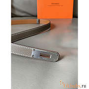 Hermes Kelly 18 Silver Hardware Grey Belt - 2