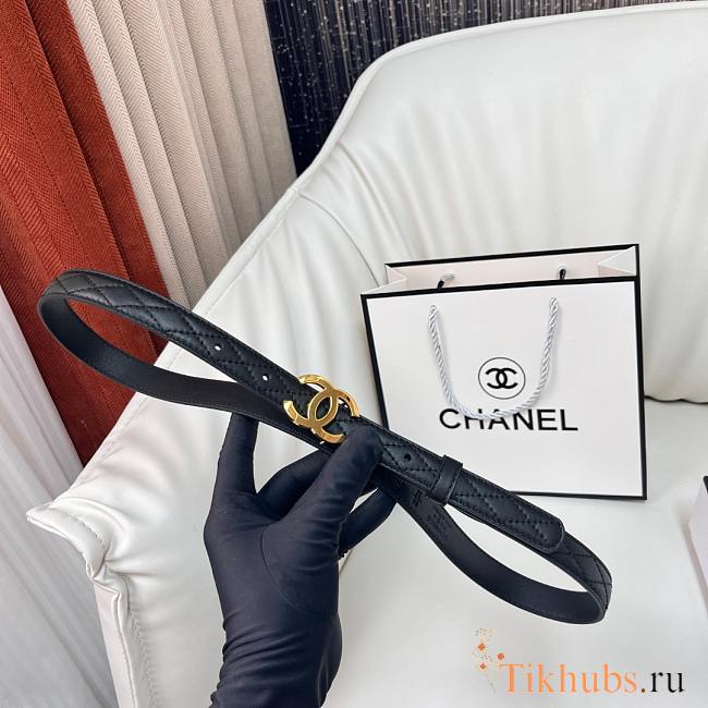 Chanel Black Gold Belt 2cm - 1