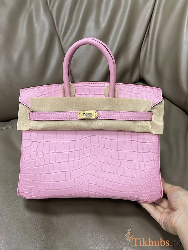 Hermes Birkin 25 Pink Crocodile Gold 25cm - 1