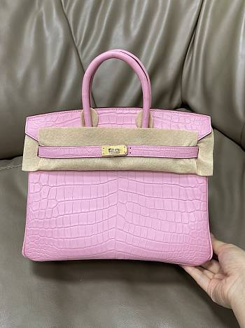 Hermes Birkin 25 Pink Crocodile Gold 25cm