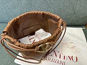 Valentino Vlogo Pouf Caramel Leather Small Bucket Bag 23x19x14cm - 5