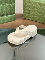 Gucci White Logo Rubber Platform Sandal - 5