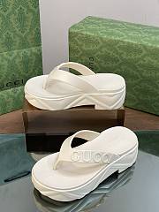 Gucci White Logo Rubber Platform Sandal - 4