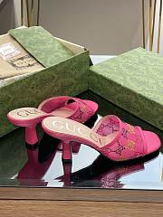 Gucci GG Embellished Mesh Mules Pink 8.5cm - 5