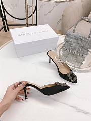 Manolo Blahnik Hangisimu Mules Black 7cm - 2