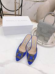 Manolo Blahnik Hangisimu Mules Blue 7cm - 3