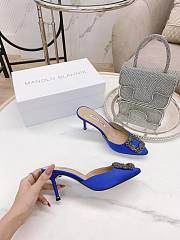 Manolo Blahnik Hangisimu Mules Blue 7cm - 2