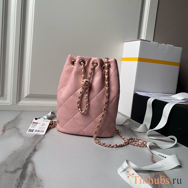 Chanel Backpack Gold Pink Lambskin 22x17x7.5cm - 1