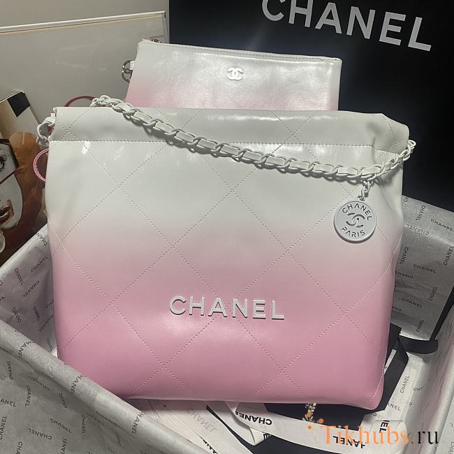 Chanel 22 Handbag White & Light Pink 35x37x7cm - 1