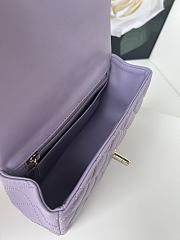 Chanel Flap Top Handle Bag Purple Gold 20x12x6cm - 6