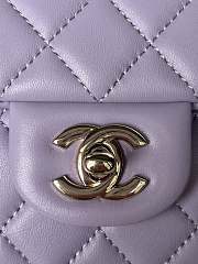 Chanel Flap Top Handle Bag Purple Gold 20x12x6cm - 4