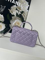 Chanel Flap Top Handle Bag Purple Gold 20x12x6cm - 2