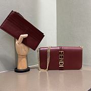 Fendi Fendigraphy Wallet On Chain Red Wine 21.5x14.5x11cm - 1