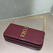 Fendi Fendigraphy Wallet On Chain Red Wine 21.5x14.5x11cm - 5