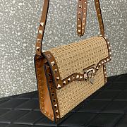 Valentino Small Rockstud Shoulder Bag Raffia 22.5x15.5x6cm - 3