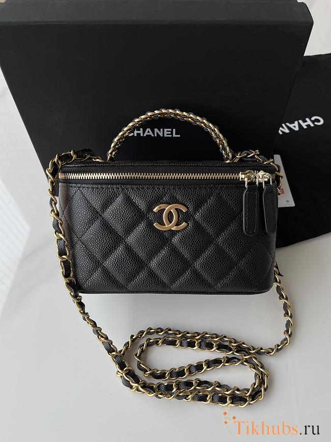 Chanel Top Handle Vanity Case Black Caviar 17x10x8cm - 1