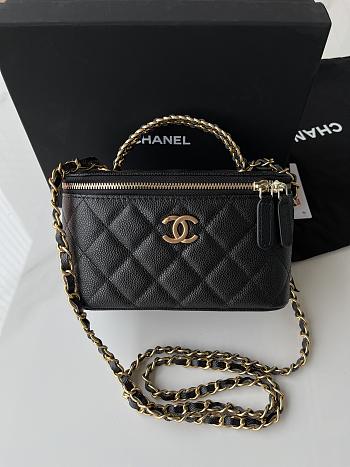 Chanel Top Handle Vanity Case Black Caviar 17x10x8cm