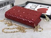 Dior Lady Pouch Patent Red Bag 21.5 x 11.5 x 3 cm - 5