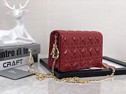 Dior Lady Pouch Patent Red Bag 21.5 x 11.5 x 3 cm - 4