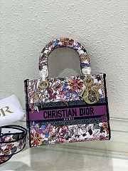 Dior Medium Lady D-Lite Bag White Multicolor Saisons 24 x 20 x 12 cm - 4