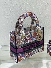 Dior Medium Lady D-Lite Bag White Multicolor Saisons 24 x 20 x 12 cm - 2