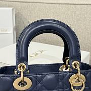 Dior Small Lady Bag Navy Blue Gold 20cm - 4