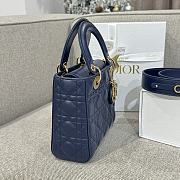 Dior Small Lady Bag Navy Blue Gold 20cm - 3