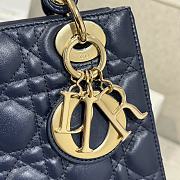 Dior Small Lady Bag Navy Blue Gold 20cm - 2