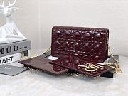 Dior Lady Pouch Patent Red Wine Bag 21.5 x 11.5 x 3 cm - 4