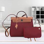 Hermes Ruby Canvas Leather Herbag Zip 31 Bag 31x10x26cm - 1