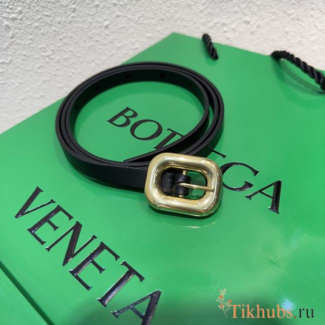 Bottega Veneta Black Leather Belt 2cm - 1