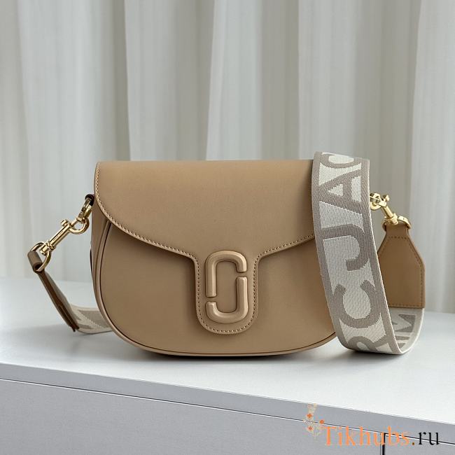 Marc Jacobs Leather Saddle Bag Beige 25x18x8cm - 1