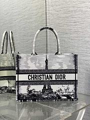 Dior Medium Book Tote White Black Paris Embroidery 36 x 27.5 x 16.5 cm - 1