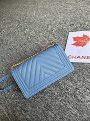 Chanel Leboy Chevron Caviar Blue Gold 25cm - 4