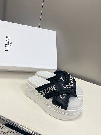 Celine Block Slide In Mesh Textile With Jacquard White