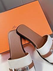 Hermes Gabriel Sandal White Brown - 5