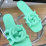 Gucci Rubber Green Slides - 5