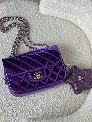 Chanel Mini Flap Bag Star Coin Mirror Metallic Purple 12.5x19x5cm - 1