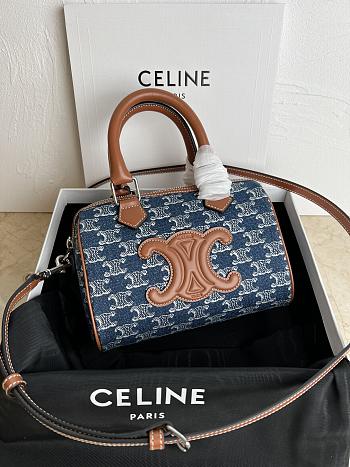 Celine Small Boston Denim With Triomphe Bag 20x14x10cm