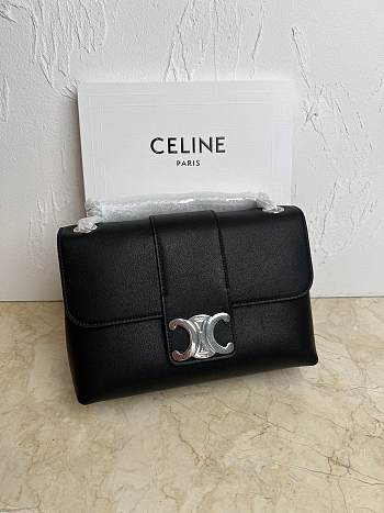 Celine Medium Victoire Bag Calfskin Black Silver 25x15x8cm