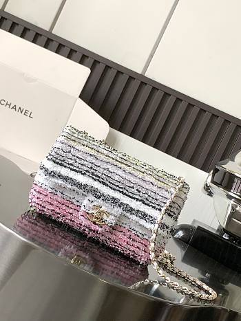 Chanel Small Flap Bag Sequins Gold White Black Pink Yellow 21x14x8cm