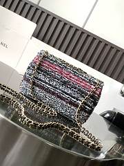 Chanel Small Flap Bag Sequins Gold Black White Pink Yellow 21x14x8cm - 5