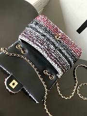 Chanel Small Flap Bag Sequins Gold Black White Pink Yellow 21x14x8cm - 3