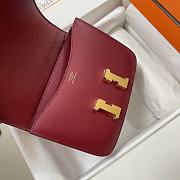 Hermes Epsom Leather Gold Lock Bag In Red Wine Size 19 cm - 3