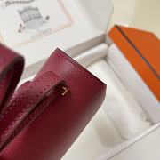 Hermes Epsom Leather Gold Lock Bag In Red Wine Size 19 cm - 2