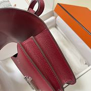 Hermes Epsom Leather Silver Lock Bag In Red Wine Size 19 cm - 6