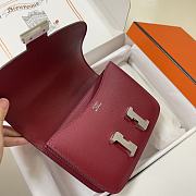 Hermes Epsom Leather Silver Lock Bag In Red Wine Size 19 cm - 2