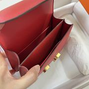 Hermes Epsom Leather Gold Lock Bag In Red 19 cm - 6